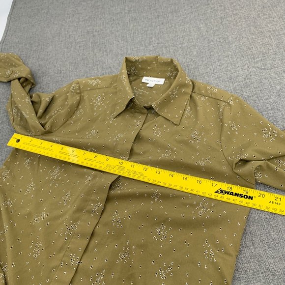PROLOGUE Long‎ Sleeve Blouse Small Green Collared Polyester - Picture 8 of 11